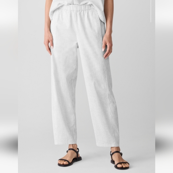 NWT Eileen Fisher White Organic Cotton Ripple Lantern Pants, Size S, PS - Picture 1 of 7